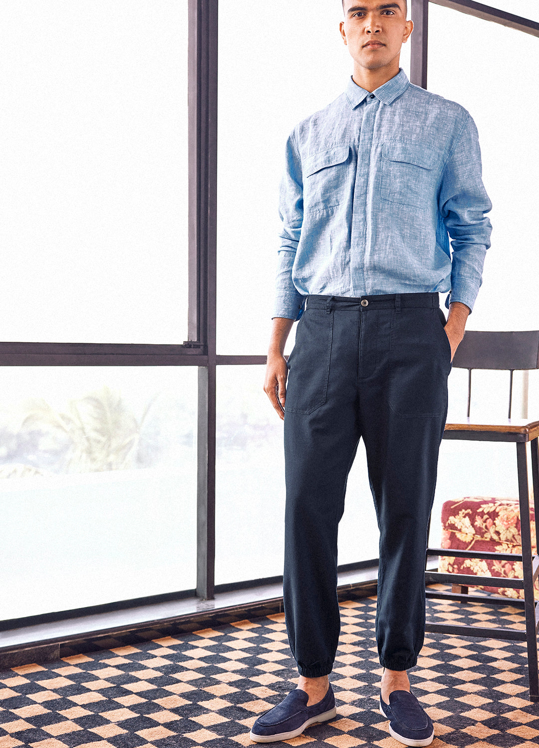 Burman Linen Pants In Navy