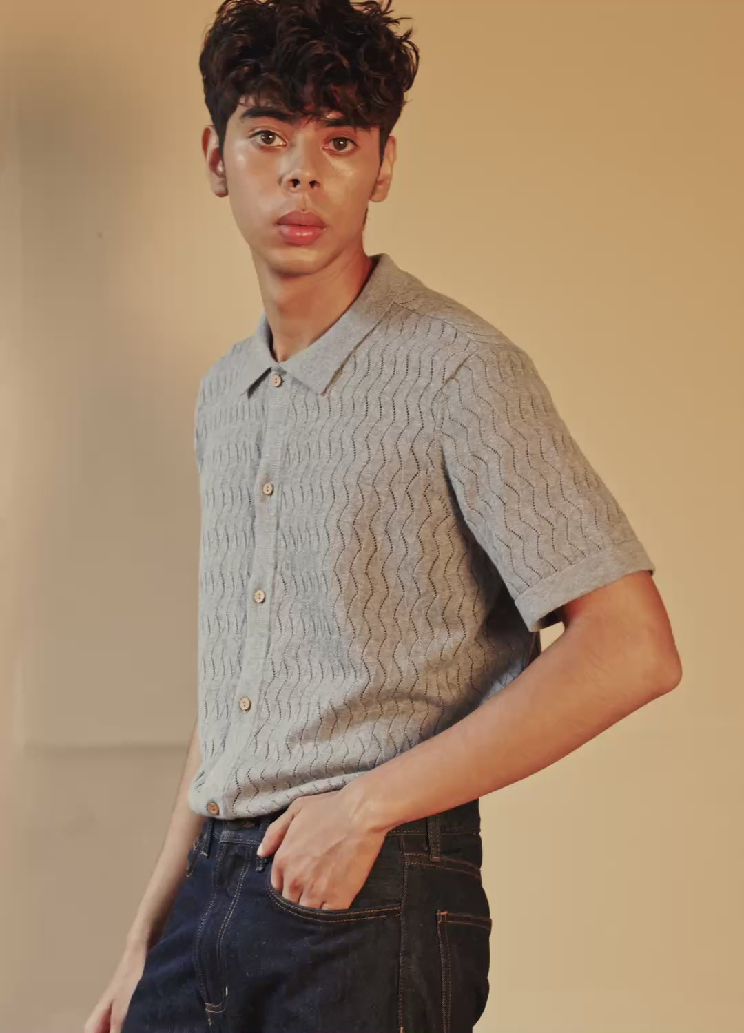 Mist Open-Knit Shirt